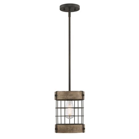 Westinghouse Pendant 60W Langston ORB Vintage Pine Accents Cage Shade 6118000
